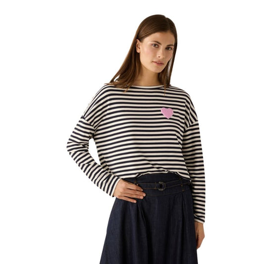 More & More - Shirt with Striped and Heart Off White