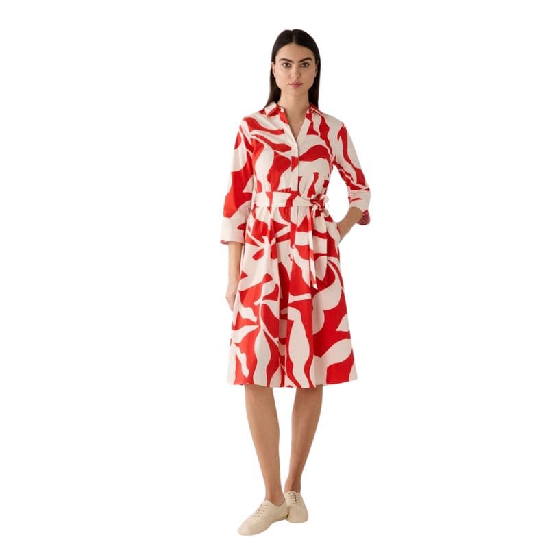 More & More - Red & White Print Midi Dress