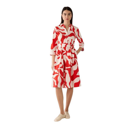 More & More - Red & White Print Midi Dress