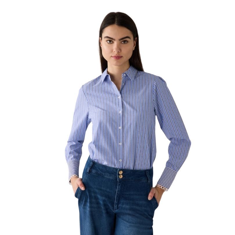 More & More - Patched Shirt Blouse 3373 Mix Stripe Threetone