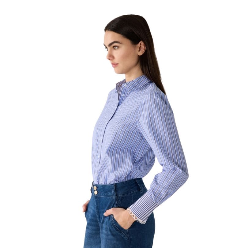 More & More - Patched Shirt Blouse 3373 Mix Stripe Threetone