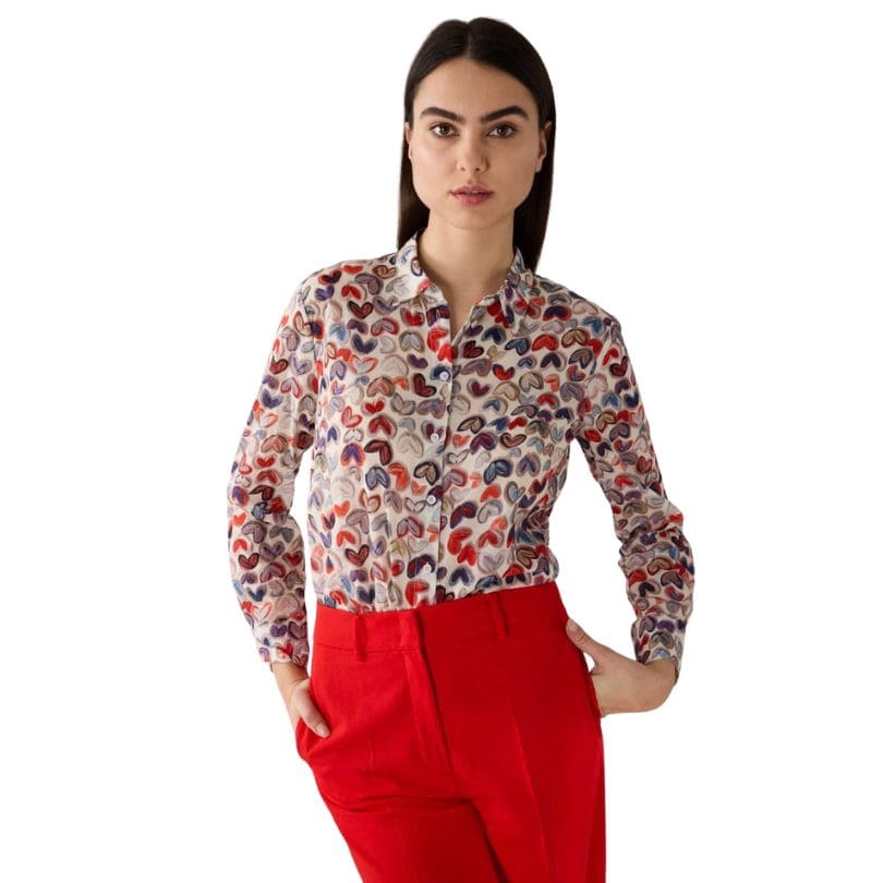 More & More - Printed Blouse 4041 Coloured Heart Print