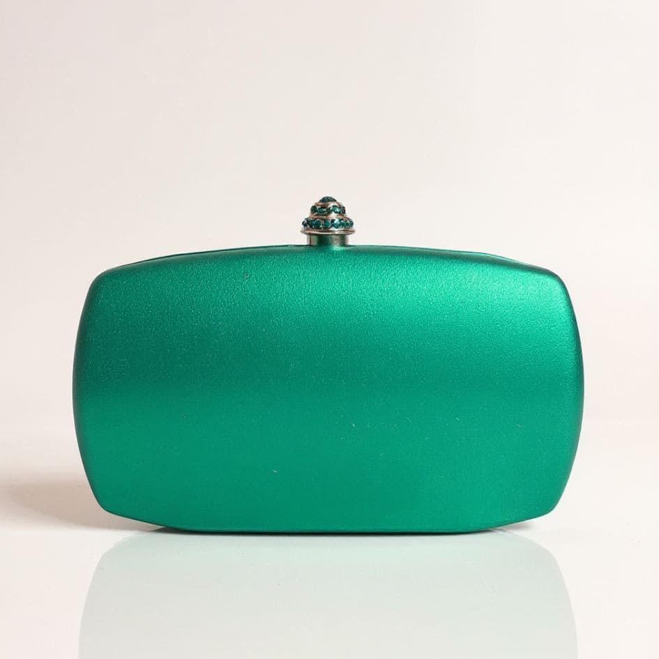 Aubrey Emerald Green Satin Clutch