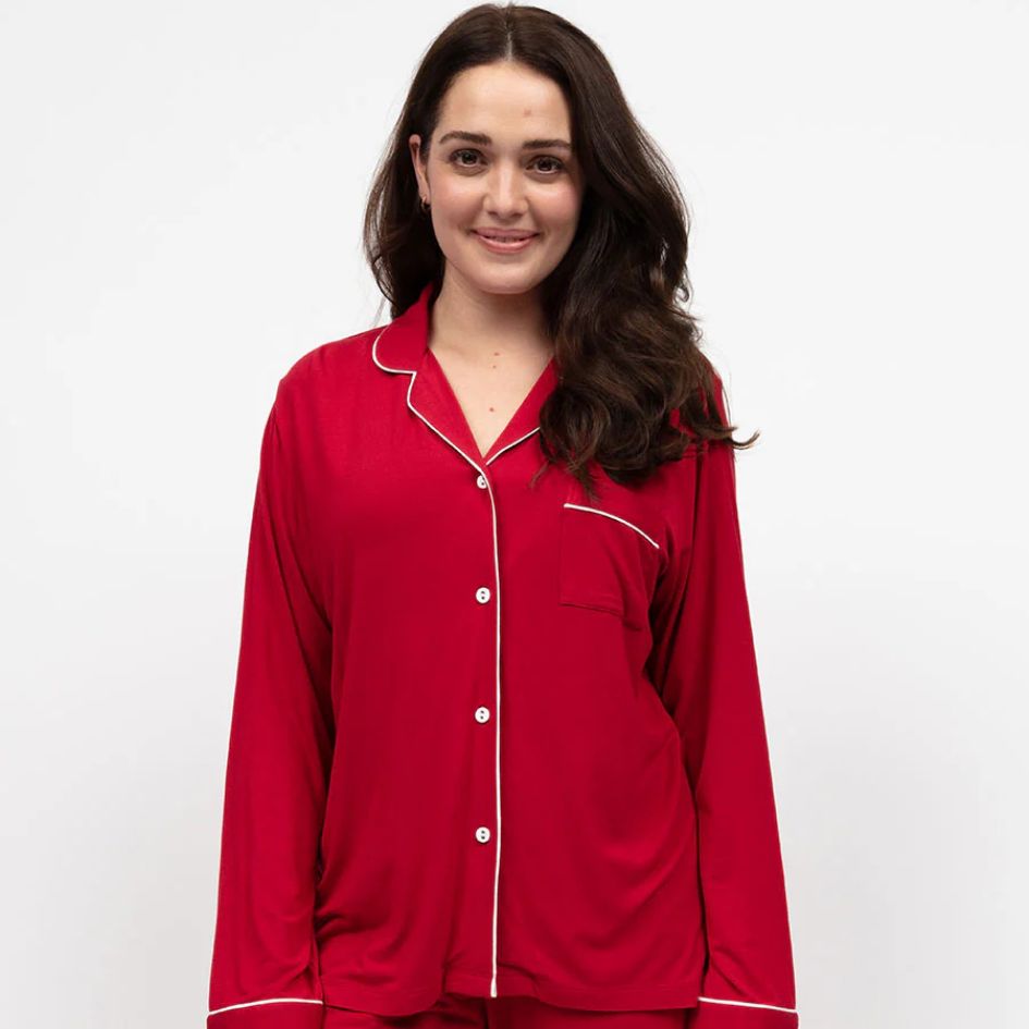 Cyber Jammies - blaze red jersey revere set