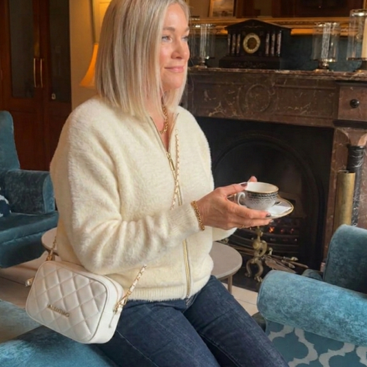 Alma Zip Cardigan Cream