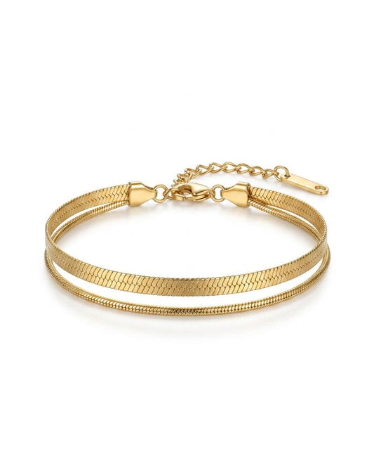 Lara Gold Double Herringbone Bracelet