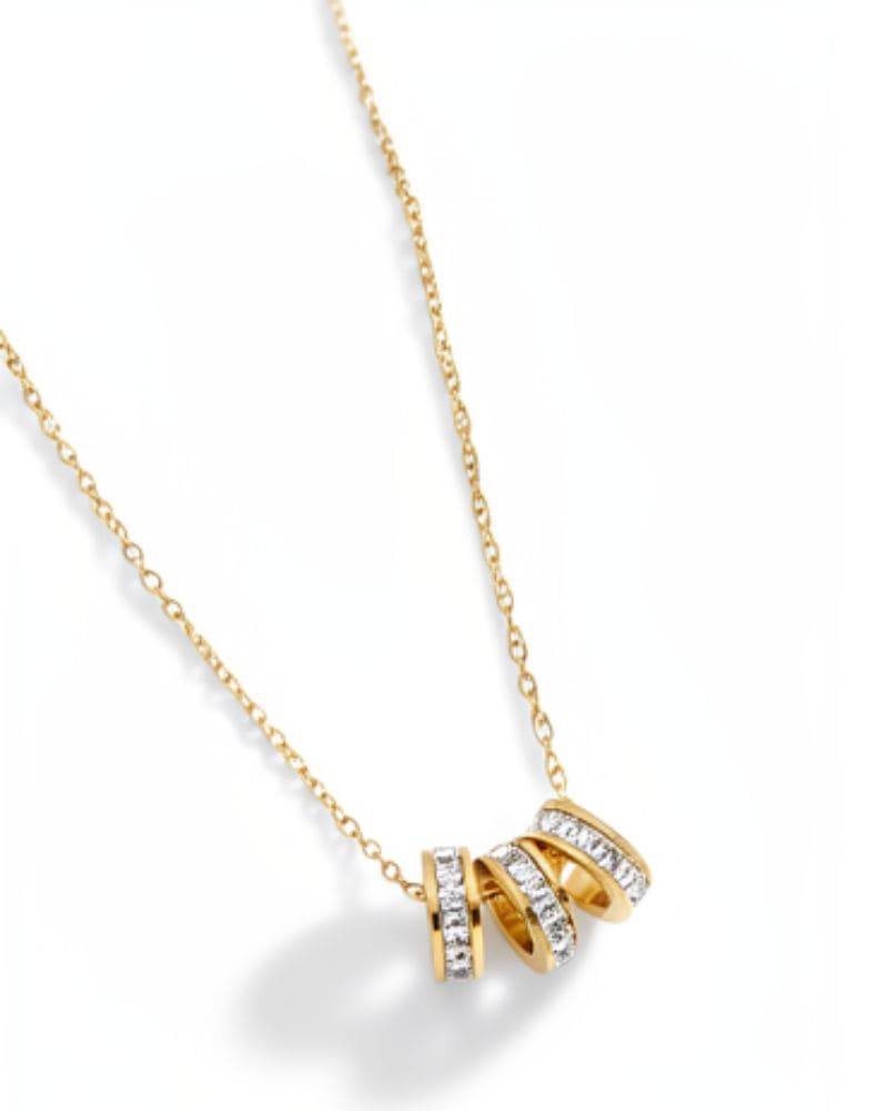 Lucy Triple Ring Pendant Necklace - Gold