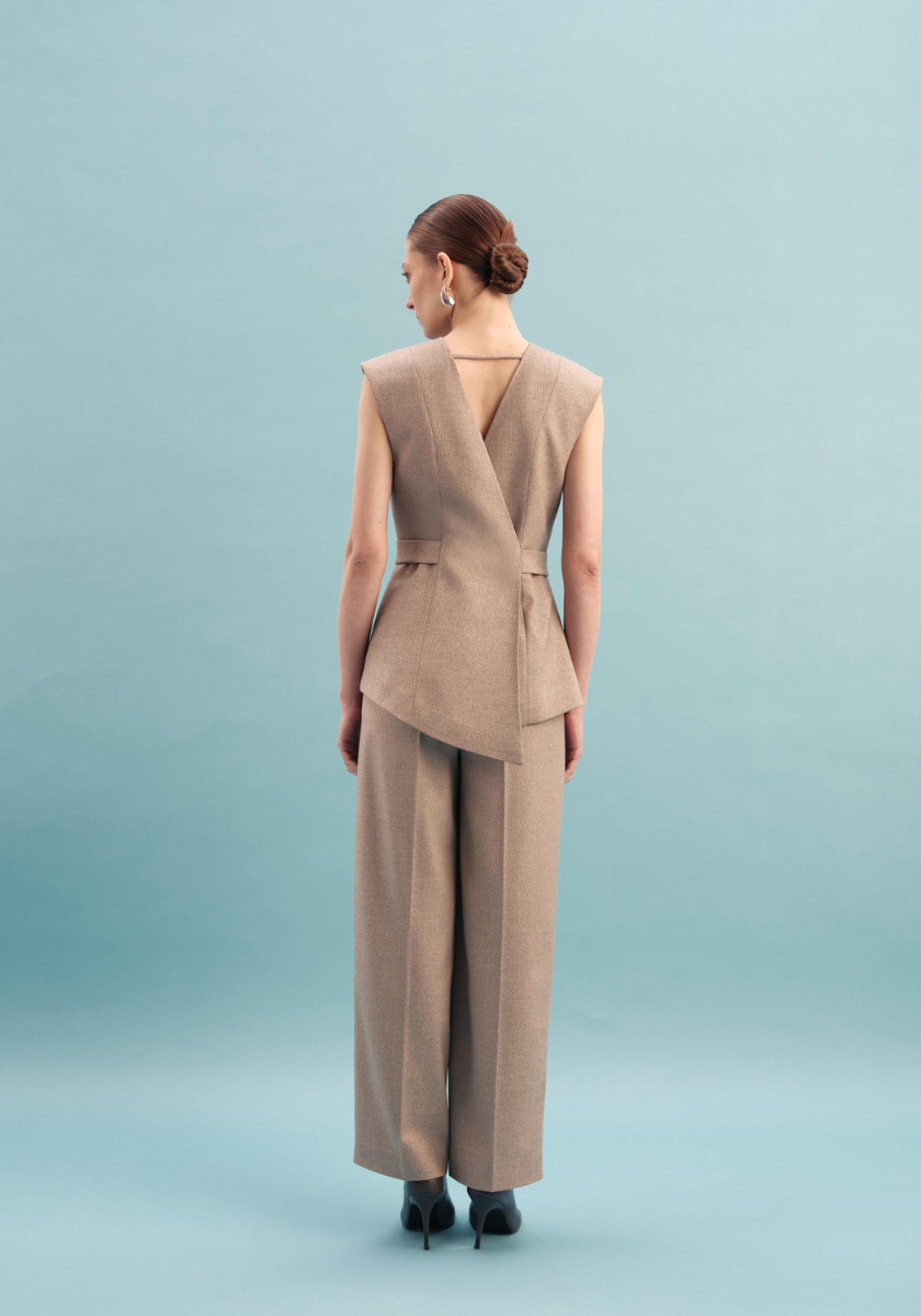 Kameya Kiku Belted Waistcoat - Beige
