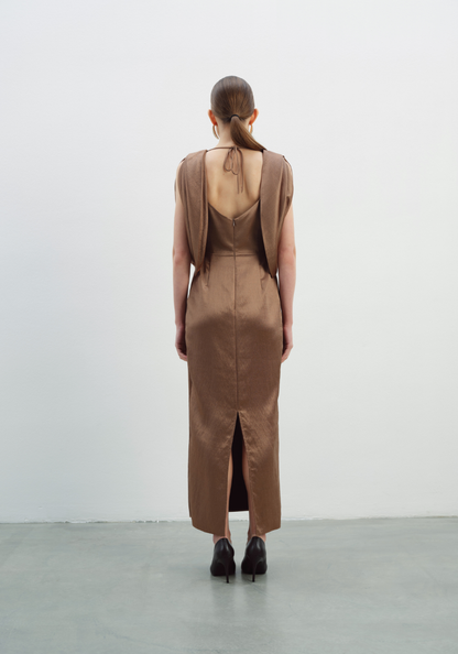 Kameya Kamirah Front-Folded Dress - Brown