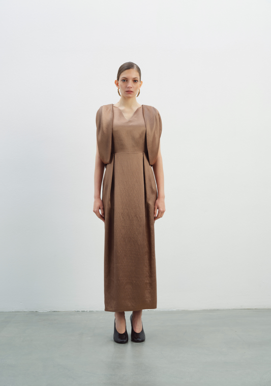 Kameya Kamirah Front-Folded Dress - Brown