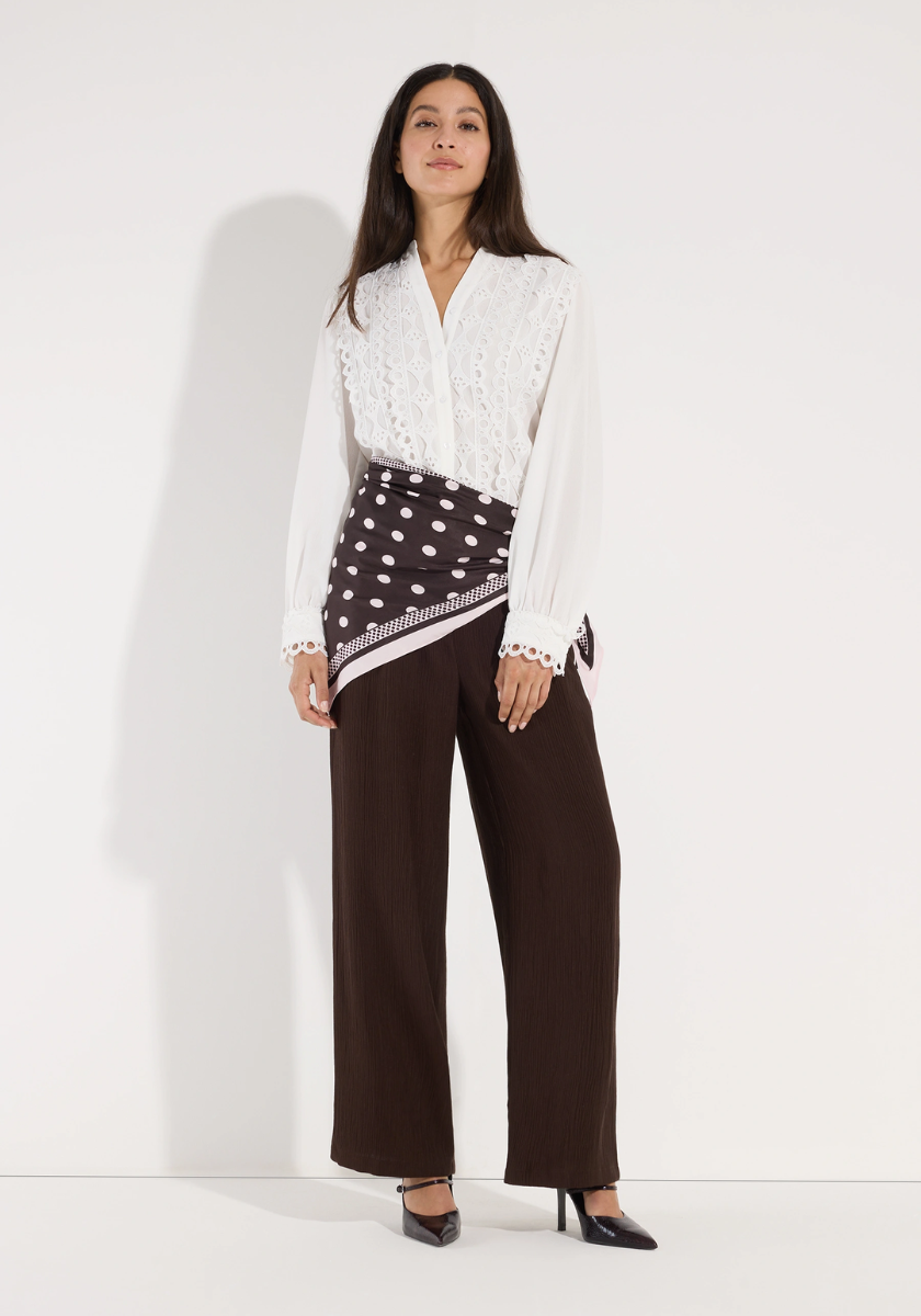 More & More Crepe Blouse with Lace Trim
