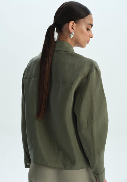 Kameya Kenton Blouse with Ruffle Detail - Khaki