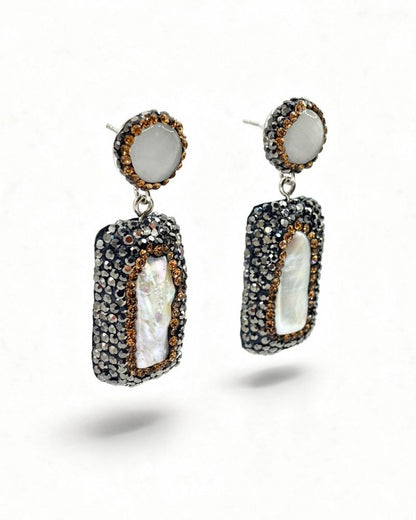 Serena Rectangle Gemstone Earrings in Classic White