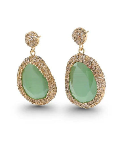 Mila Green Gemstone Earrings in Gold