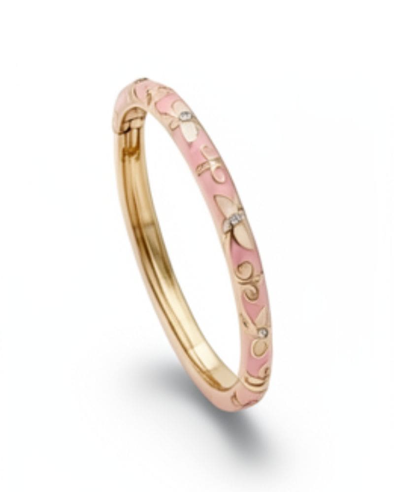 Emma Gold Floral Engraved Bangle Rose Shadow