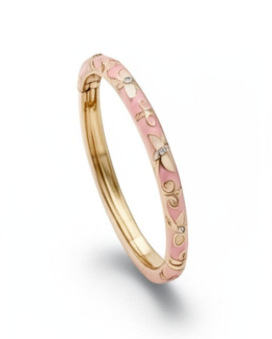 Emma Gold Floral Engraved Bangle Rose Shadow