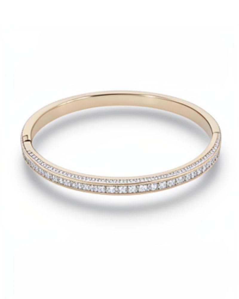 Emily Rhinestone Bangle Bracelet - Gold