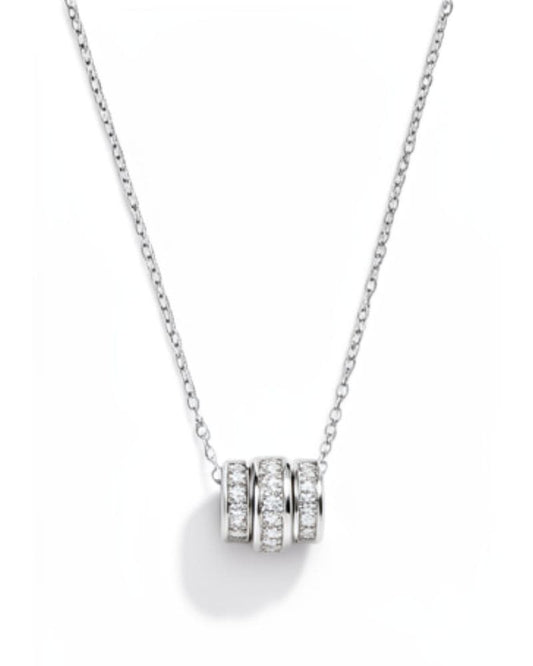 Lucy Triple Ring Pendant Necklace - Silver