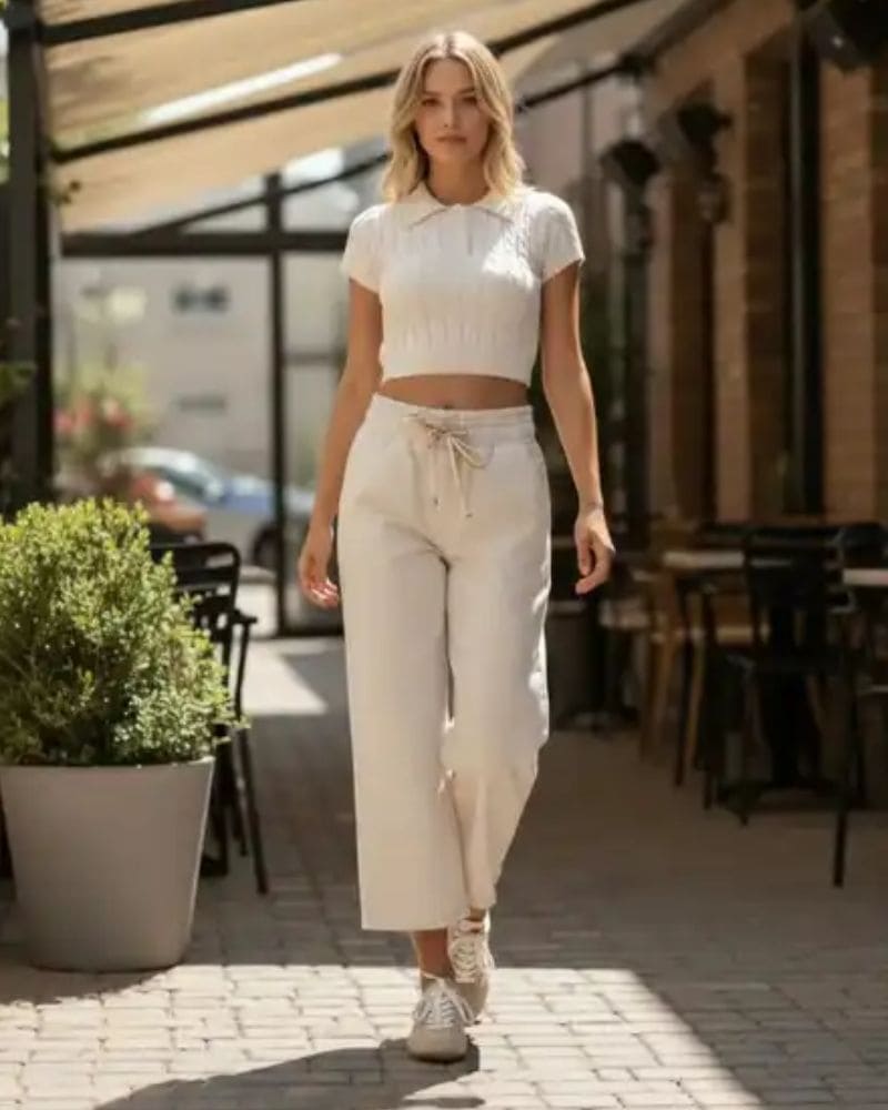 Cassidy 7/8 Cropped Pantajogg Beige