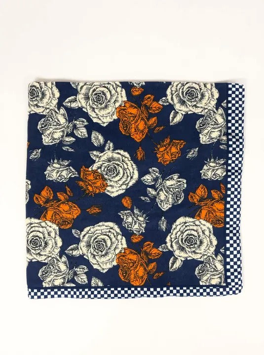 Ines Rose Neck Scarf in Navy