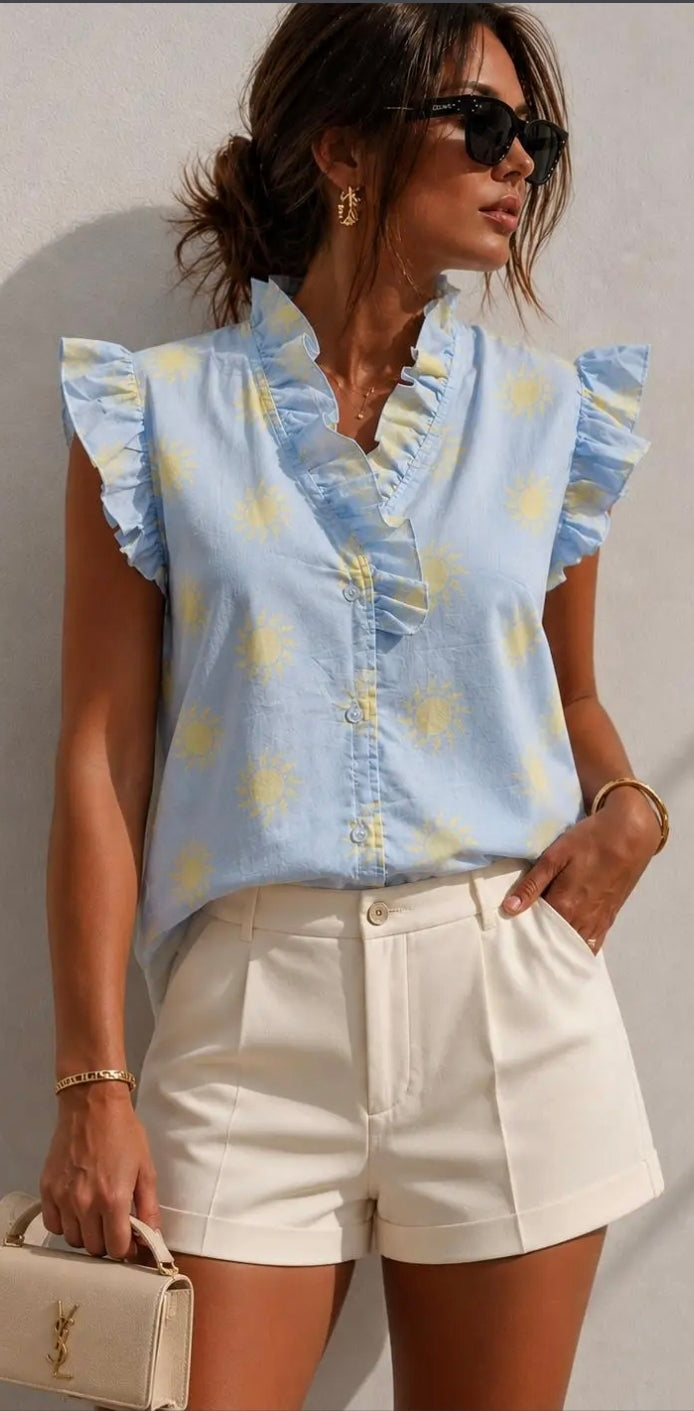 Emma Sleeveless Sun Print Blouse