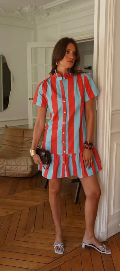 Rachael Short Sleeve STRIPE DRESS