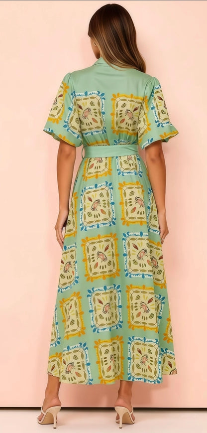 Reina Short Sleeve Belted Dress