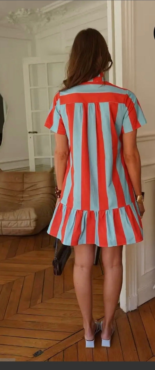 Rachael Short Sleeve STRIPE DRESS