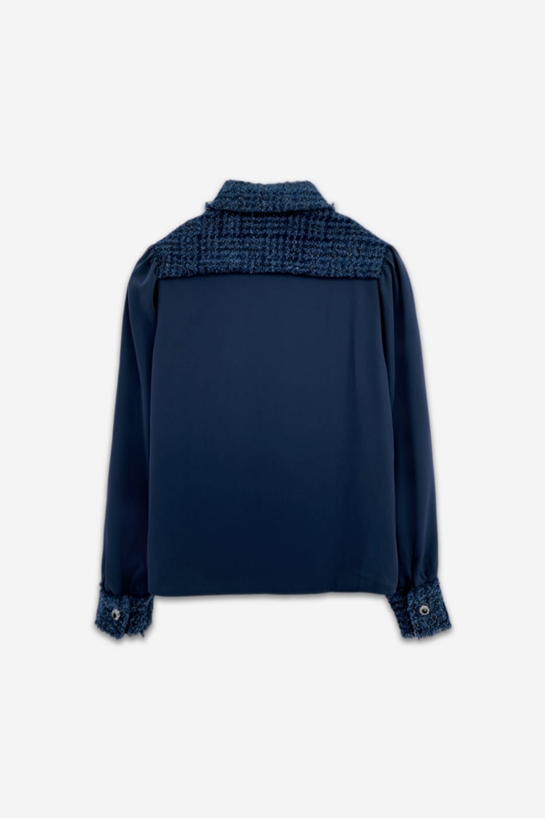 Laura Tweed Effect Blouse - Navy