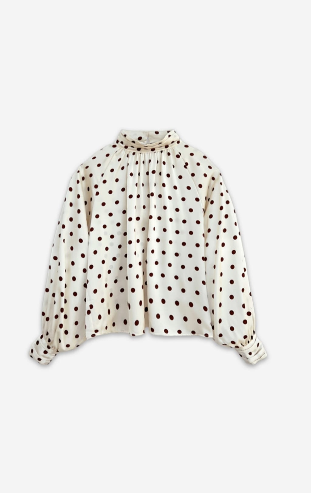 Lorraine Mock Neck Polka Dot Blouse - White