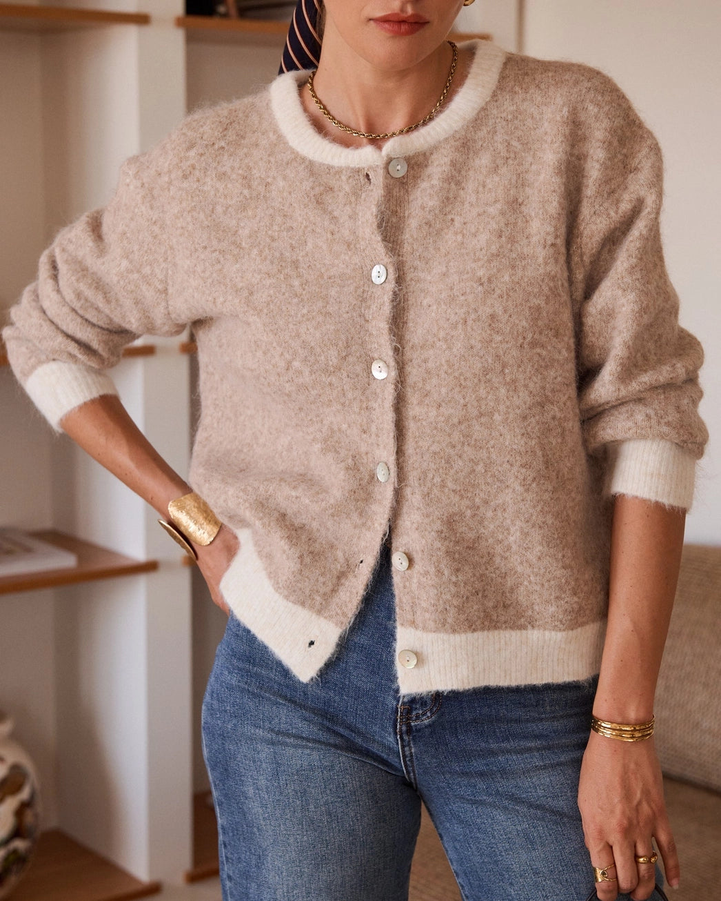 Pippa Knit Cardigan - Taupe
