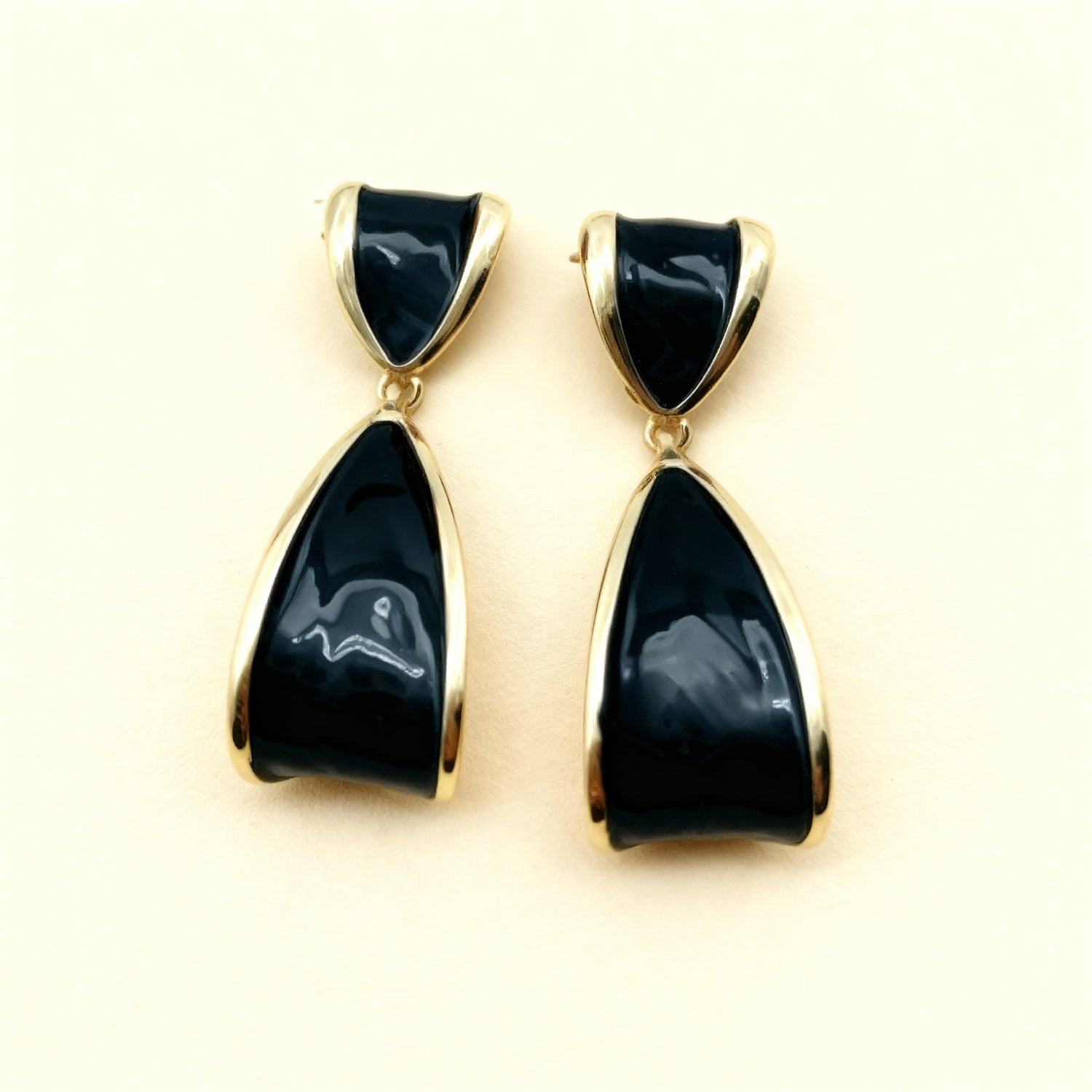 Statement Black and Gold Drop Earrings