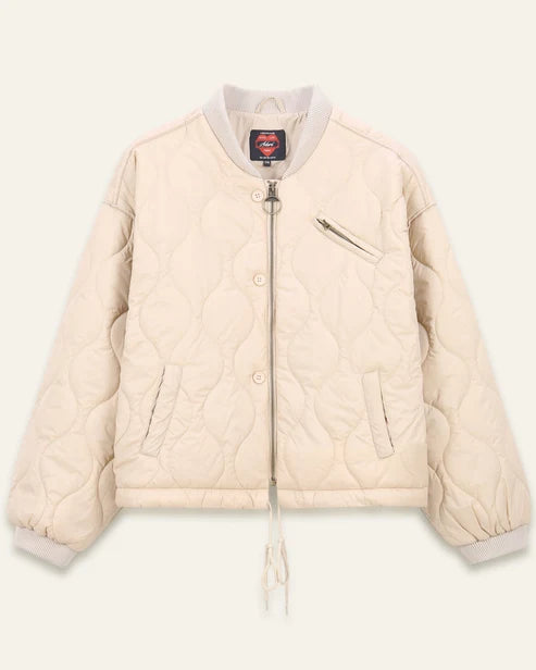 Ondine Quilted Bomber Jacket in Beige