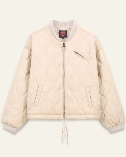 Ondine Quilted Bomber Jacket in Beige