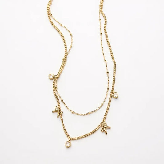 bow layered necklace