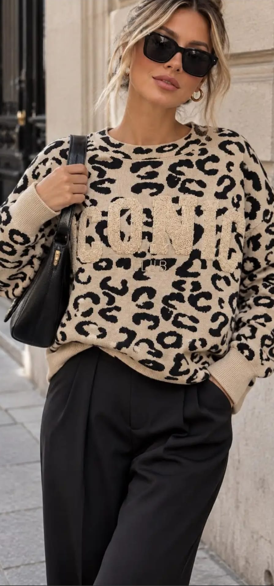 Izzy 'Iconic' Leopard Print Oversized Sweatshirt - Beige
