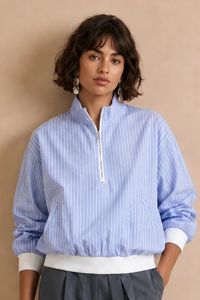 Celina Zip Up Jacket in Sky Stripes