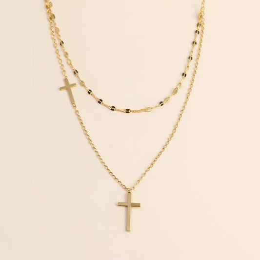 Double Layer Cross Necklace