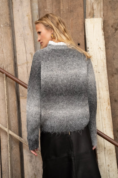 Lia Two Tone Knit Sweater - Grey