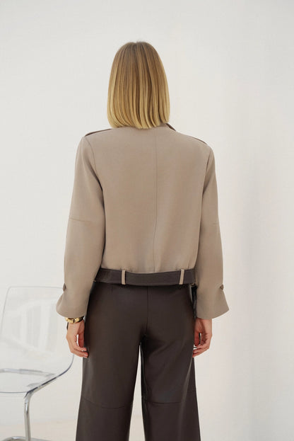 Eden Mixed-Material Cropped Trench - Beige