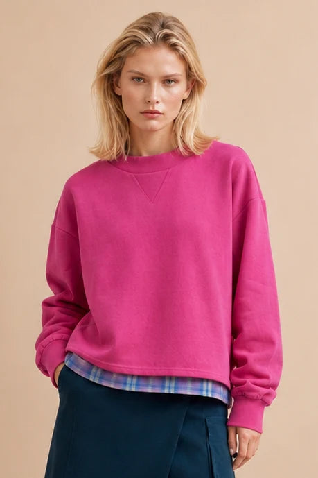 Flow Two-Fabric Sweatshirt in Fuchsia
