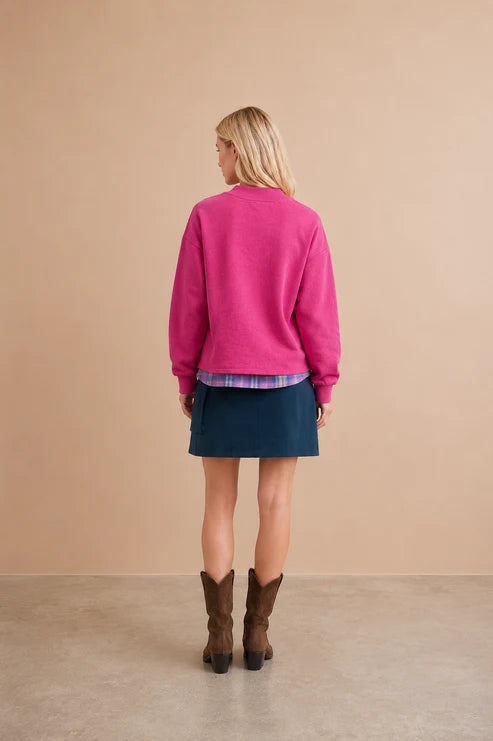 Flow Two-Fabric Sweatshirt in Fuchsia