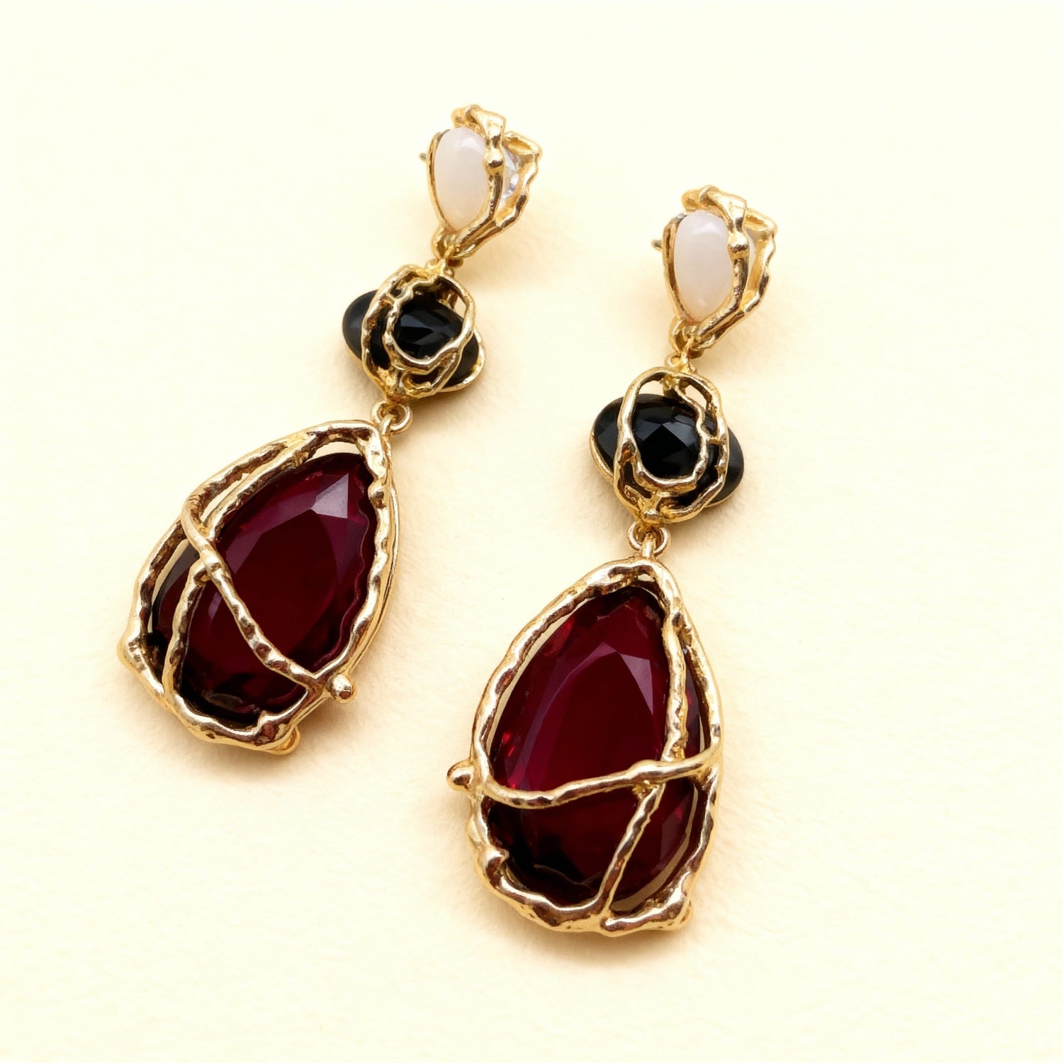 Statement Gemstone Gold Earrings