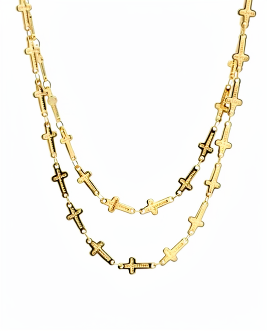 Hannah Double Layer Cross Necklace