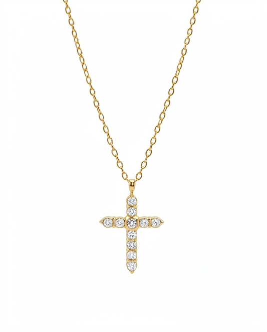 Naomi Diamante Cross Necklace in Gold