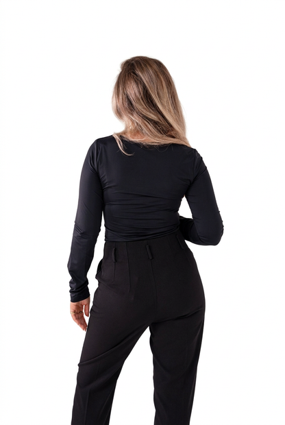 Love Laura Long Sleeve Scoop Top in Black