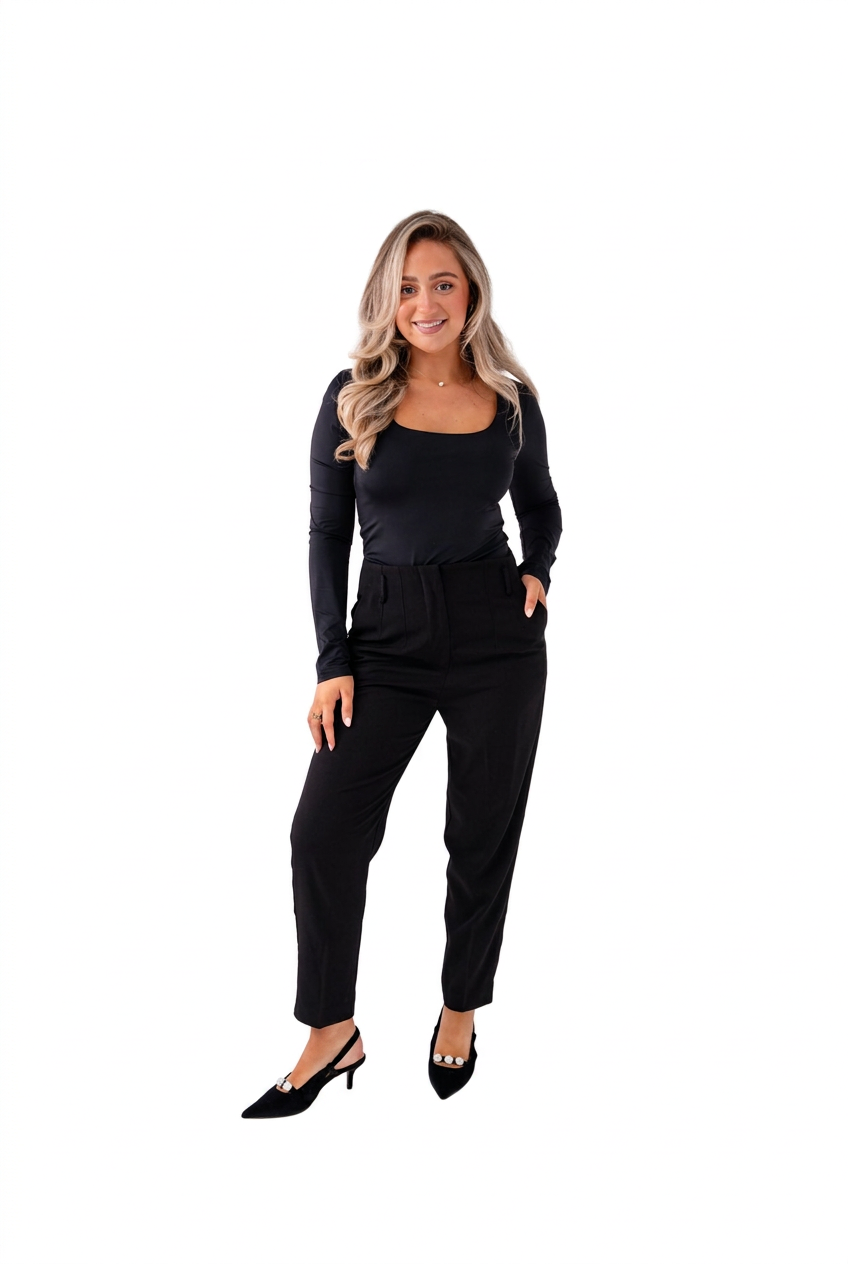 Love Laura Long Sleeve Scoop Top in Black