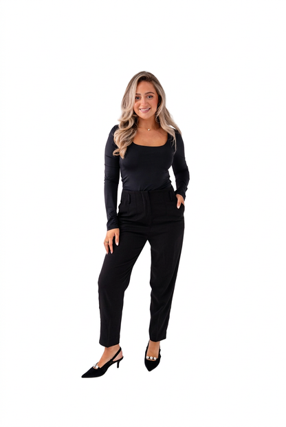 Love Laura Long Sleeve Scoop Top in Black