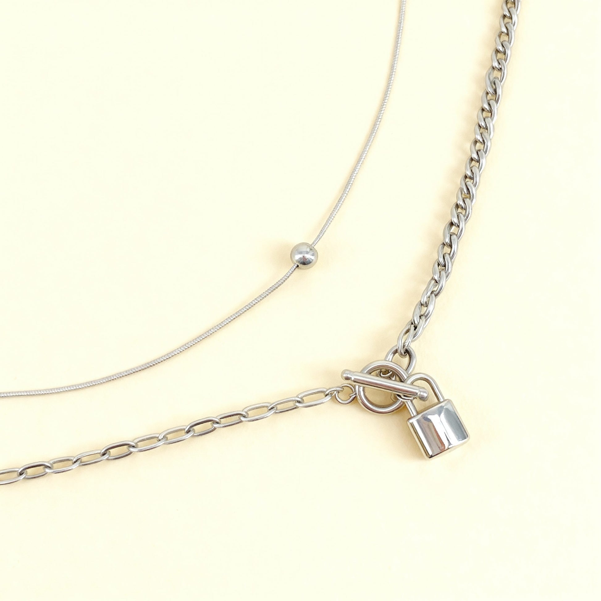 Double Layer Locket Silver Necklace